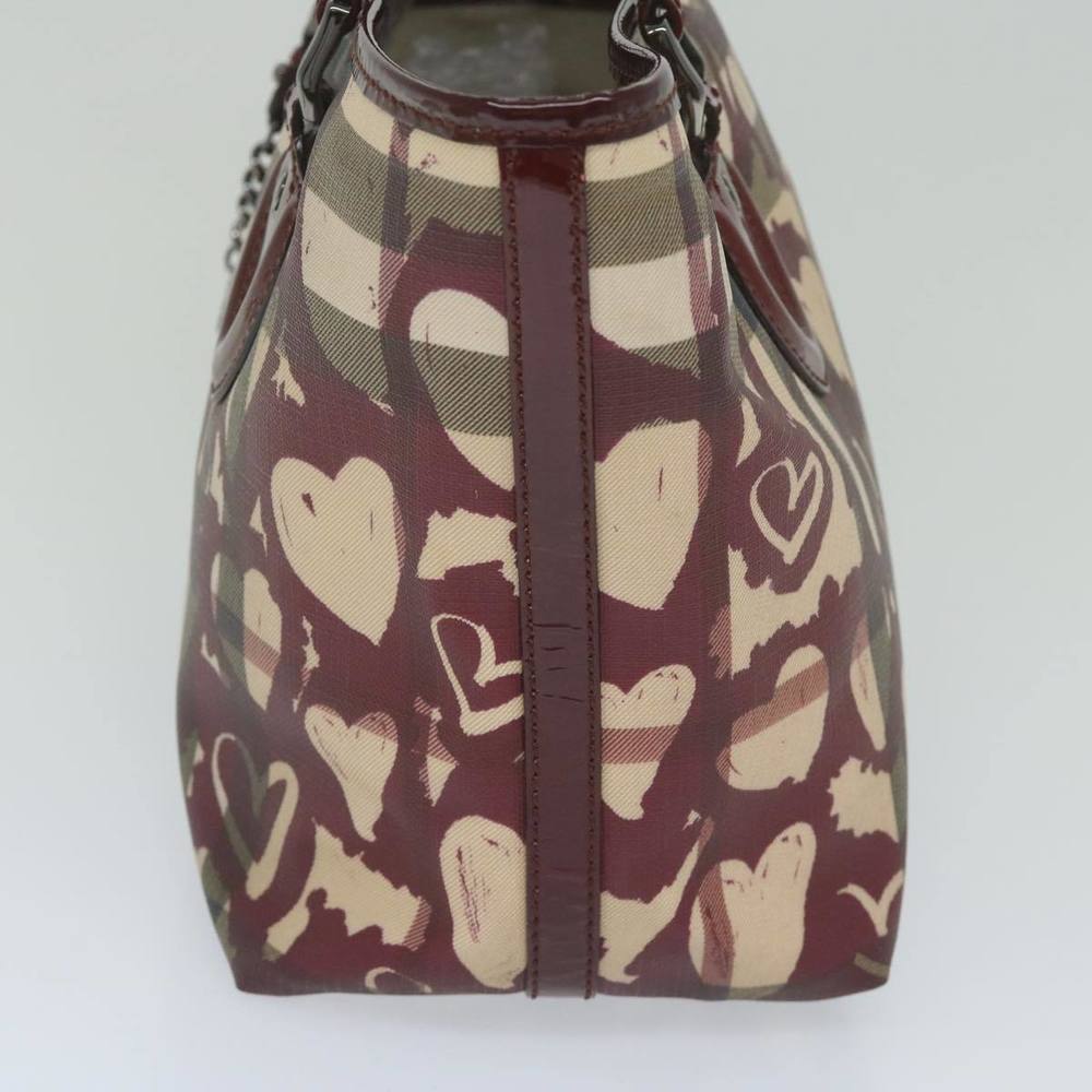 BURBERRY Nova Check Tote Bag PVC Leather Red Auth hk959 - Picture 3 of 16